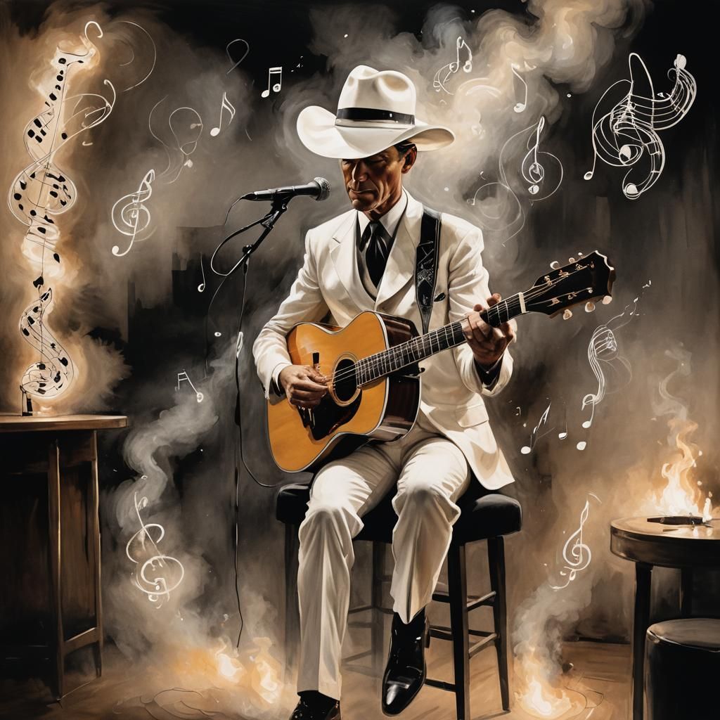Hank Williams Sr in Surrealist Country Music Illustration