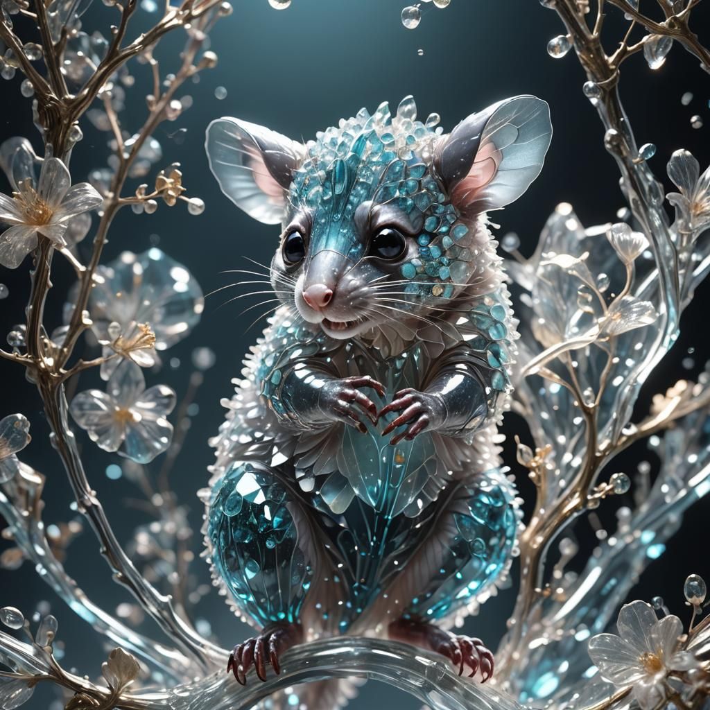 Bioluminescent Crystal Fairy Possum Sculpture