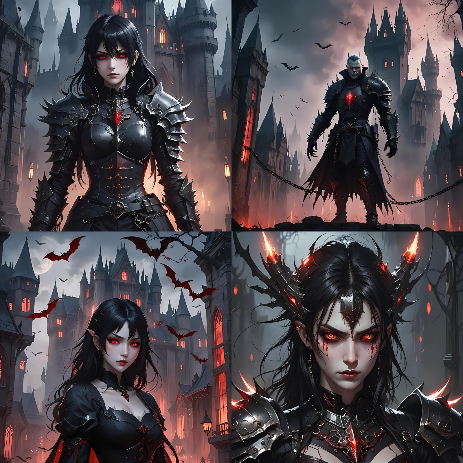 Gothic Vampire in Eerie Castle: 3D Anime Art