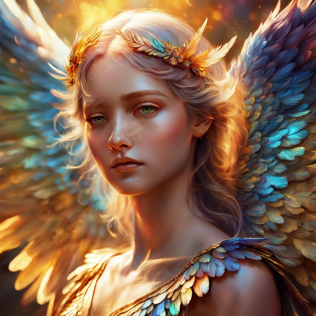 Angelic Portrait: Vibrant Digital Painting in Fantasy Style