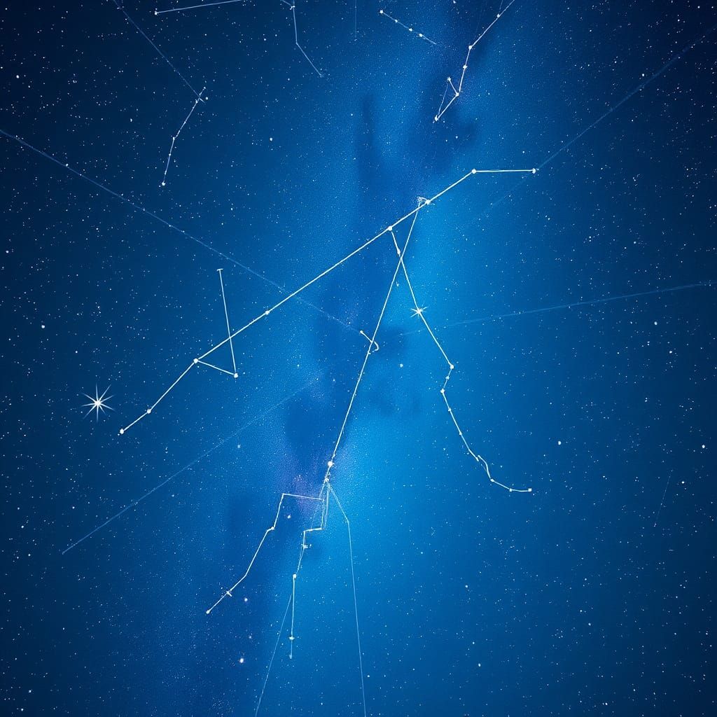 Starry Night Sky with Celestial Constellations in Vibrant Di...