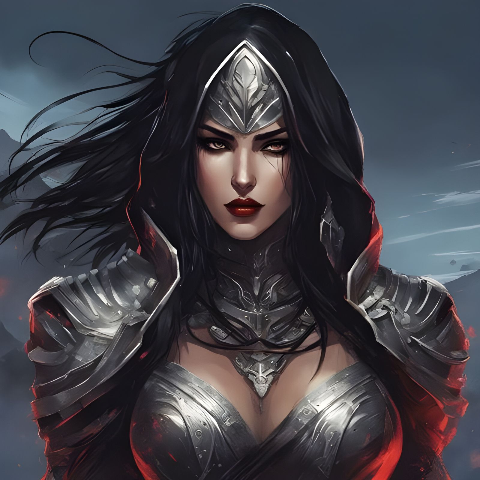 Cyber Gothic Spartan Warrior with Starly Sky