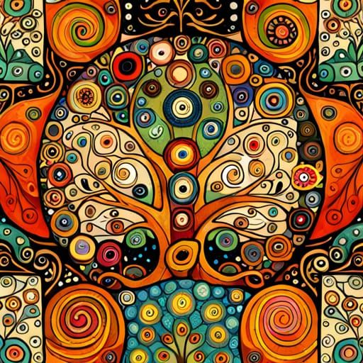 Botanical Tree of Life in Art Nouveau Style