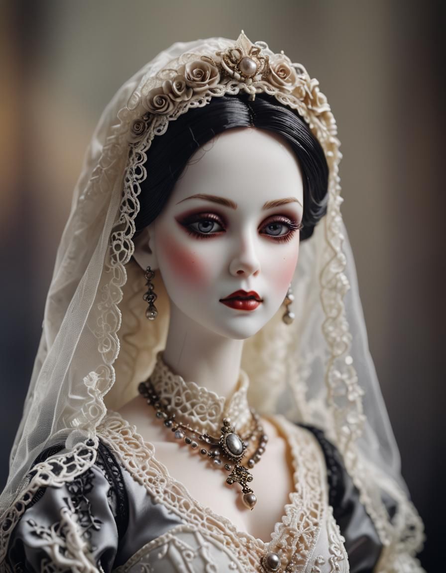 Victorian Goth Bride Porcelain Doll Photography