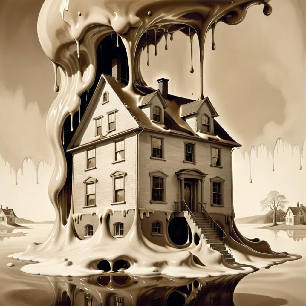 Surreal Sepia Illusion of a Melting House