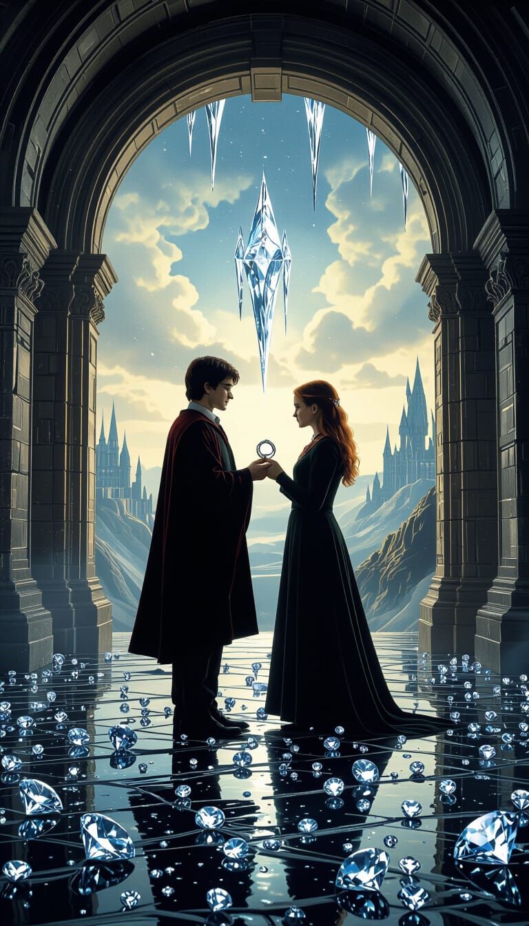 Harry Potter and Ginny in a Dreamlike Landscape