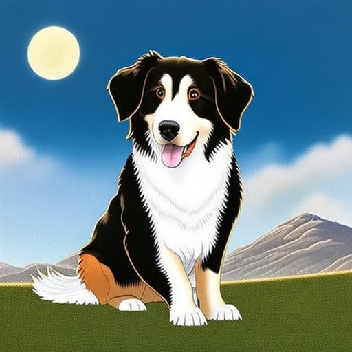 Black Lab Collie Mix in Ghibli Heaven