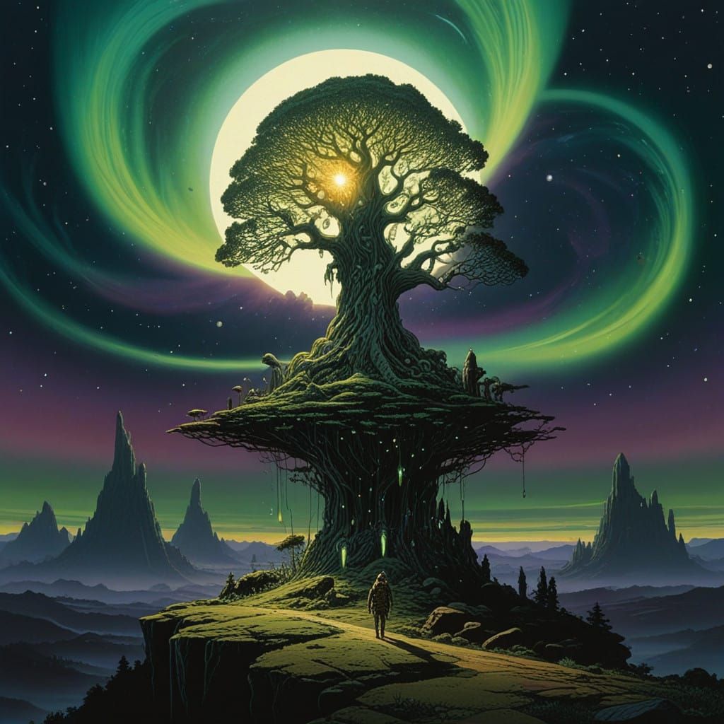 Majestic Spaceship Meets Celestial Norse Runes in Northern L...