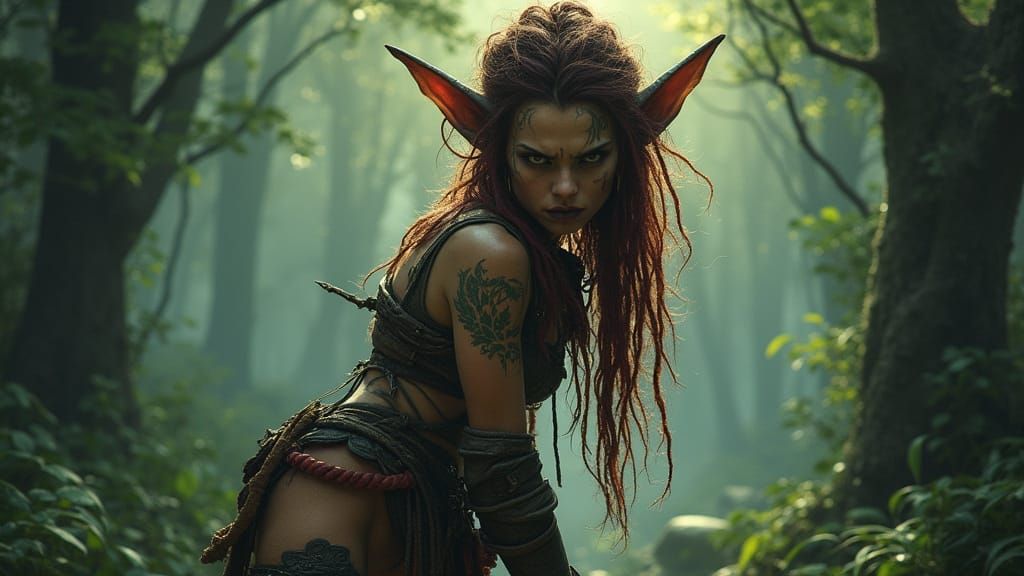 Dark Forest Goblin Warrior Portrait in Photorealistic Style