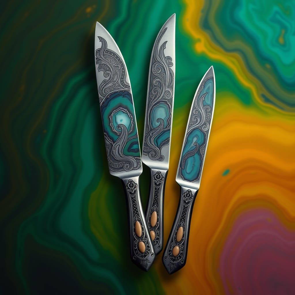 Fantasy Cutlery in Agate and Lathyrus Embossed Style