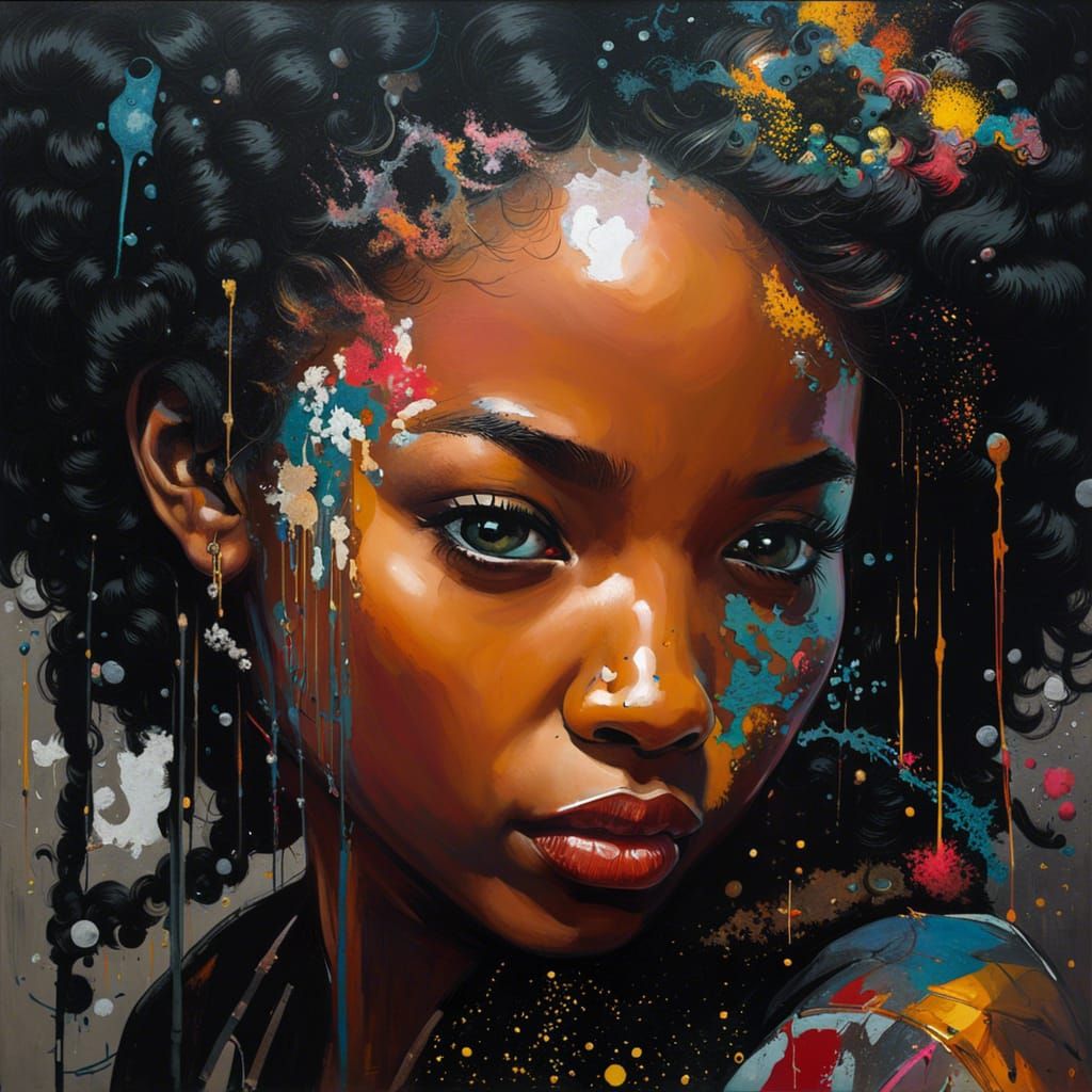 Hyperdetailed Graffiti Art of a Black Woman