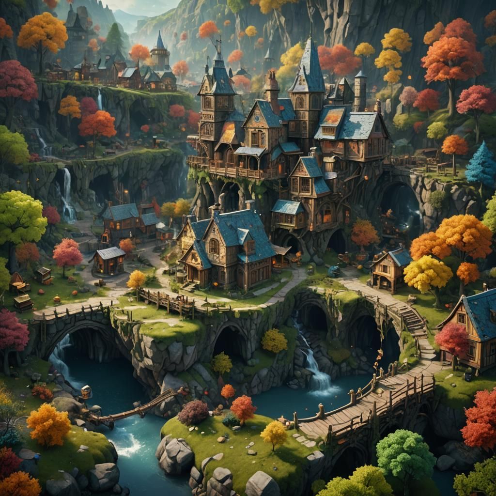 Fantastical Woodstock Matte Painting in Deep Color