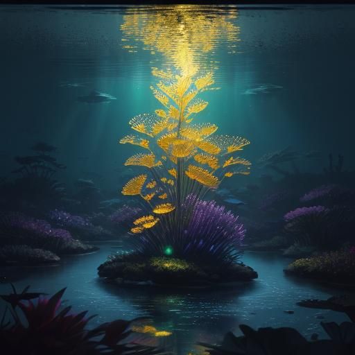 Bioluminescent Pond Ecosystem in Petri Dish