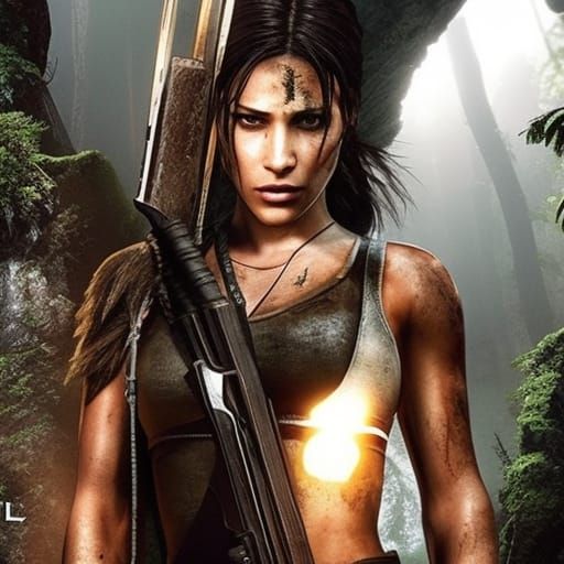 Cyberpunk Tomb Raider Portrait in Photorealistic Style