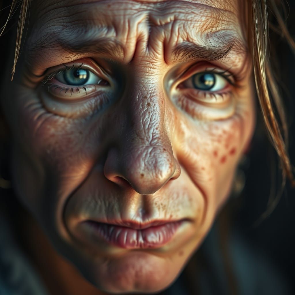 Weathered Portrait with Resilient Eyes