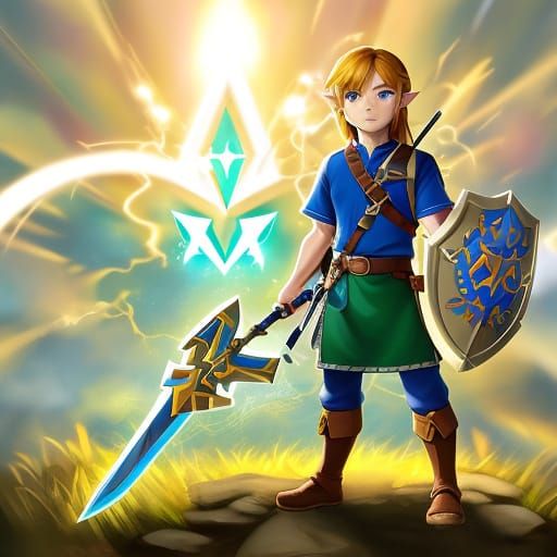 Chibi Link with Master Sword and Shield