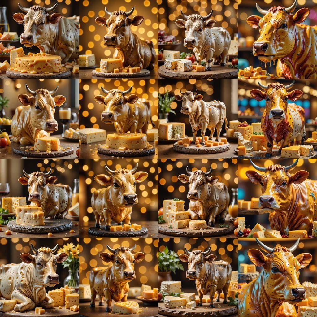 Detailed Cheese Statue of a Cow
