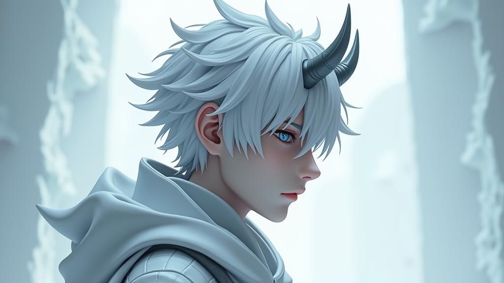 Icy Demon Portrait in 3D Anime Style