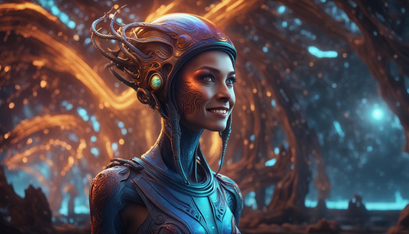 Beautiful Extraterrestrial Woman Smiling in HD