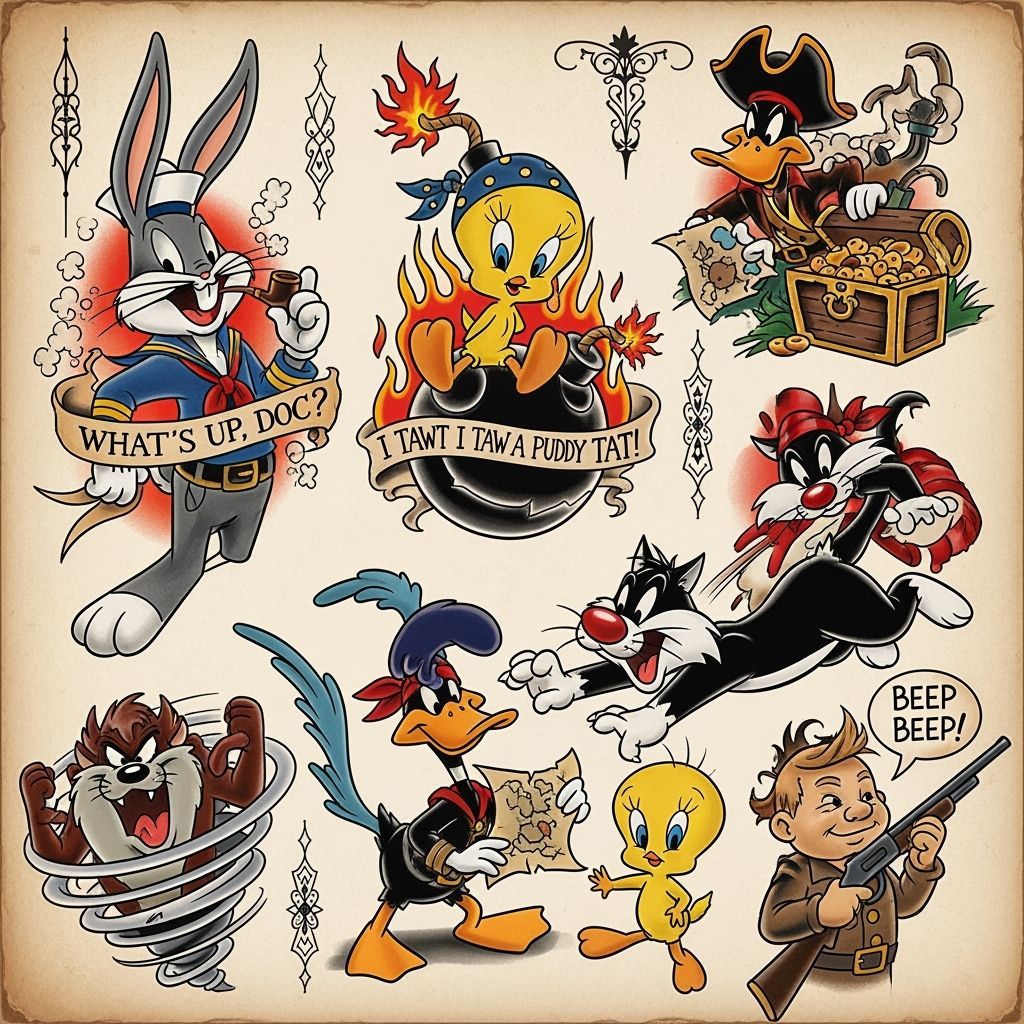 Looney Toons flash Tattoo Sheet