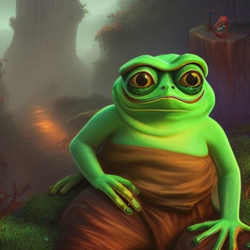 Detailed Matte Painting of Pepe the Frog