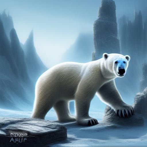Detailed Painting of a Fantastical Polar Bear