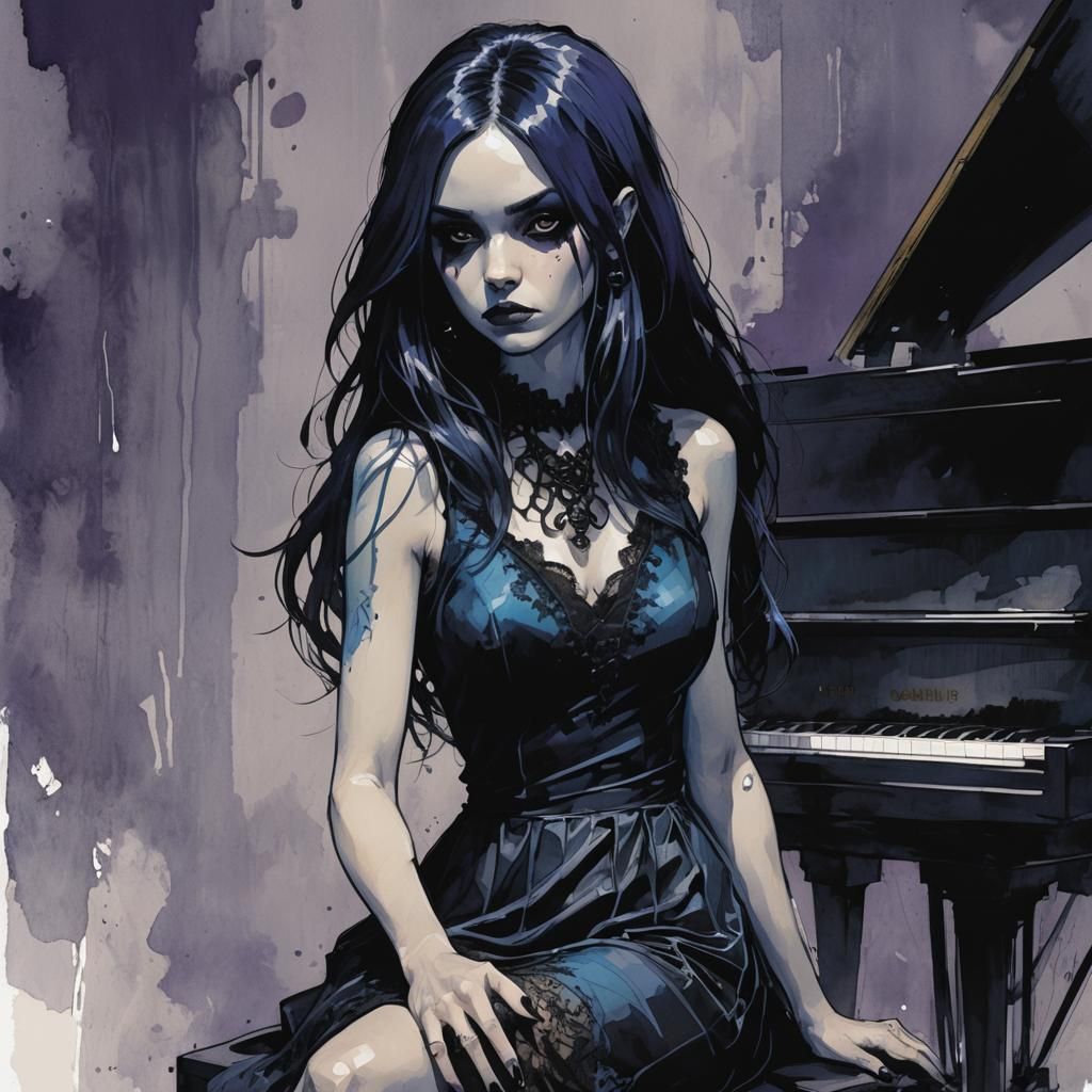 Brooke the Goth Girl Plays Piano: Dark Fantasy Comic