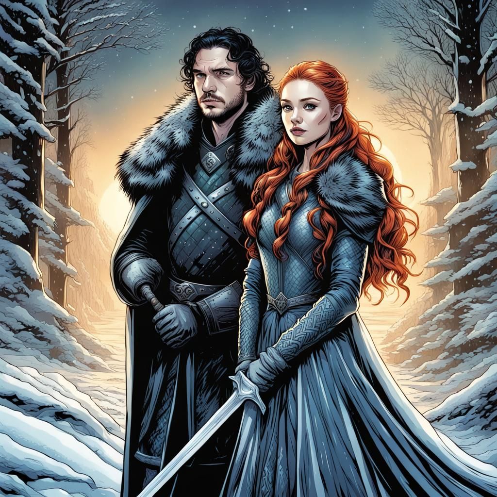 Sansa Stark and Jon Snow in Comic Book Art