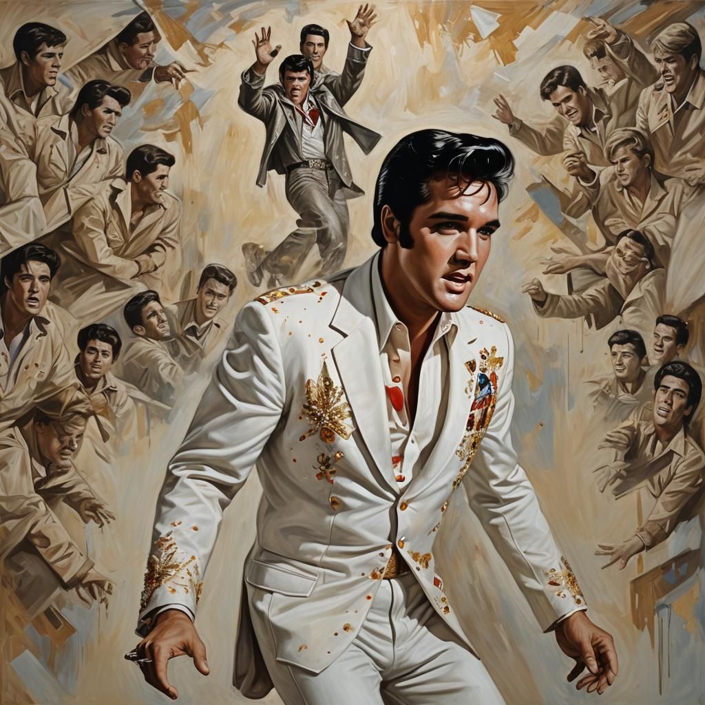 Elvis Presley Emerges from Digital Oil Painting