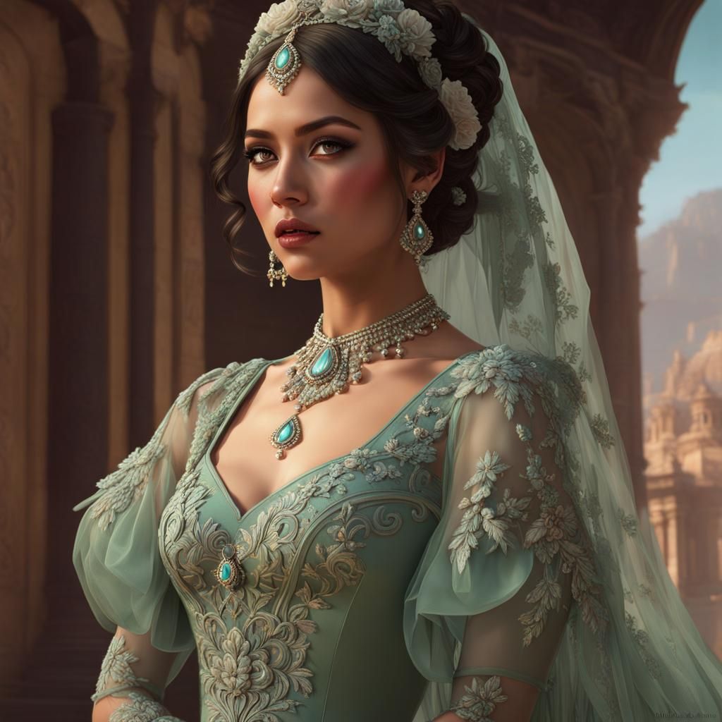 Ethereal Portrait in Sage Green Tulle Gown