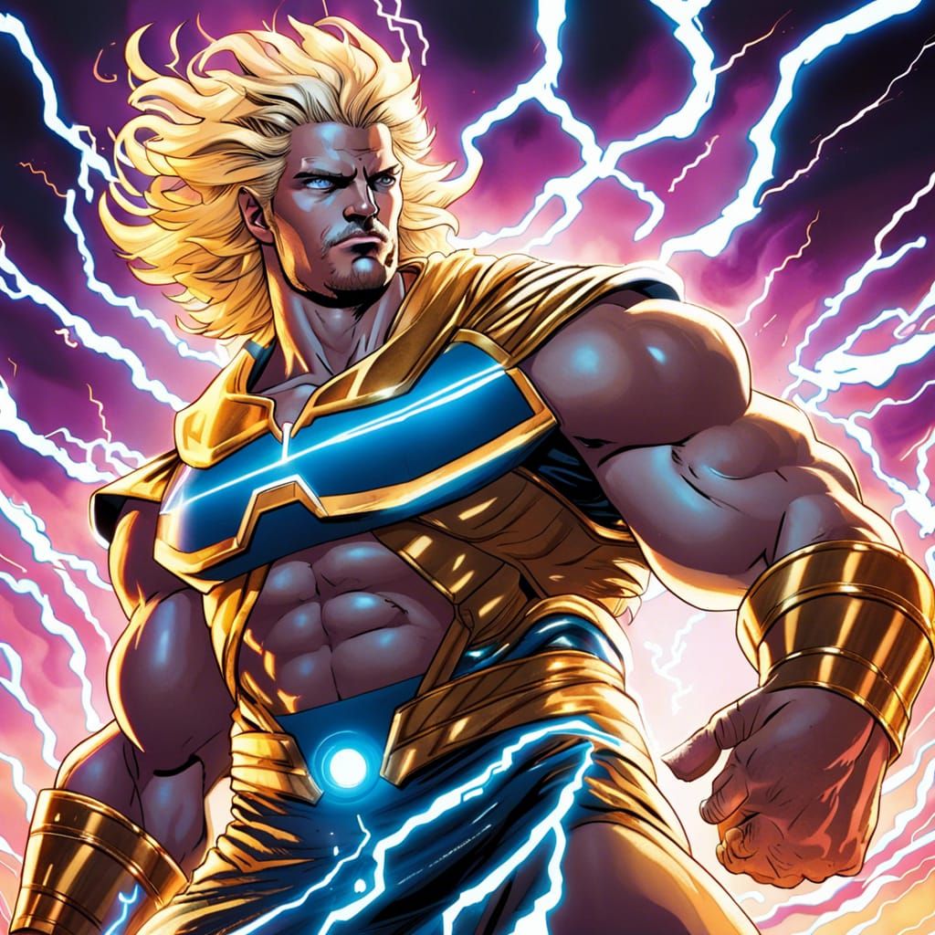 Futuristic Zeus in Comic Book Style