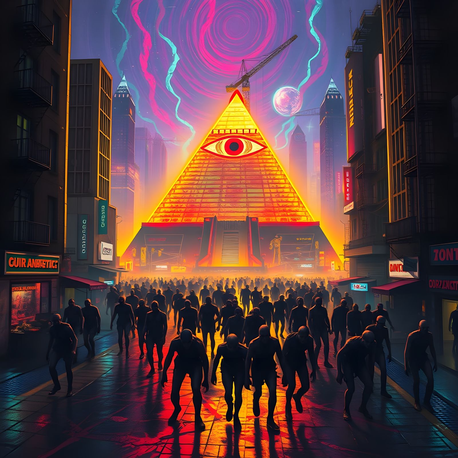 Cyberpunk Pyramid Dominates Futuristic Apocalypse