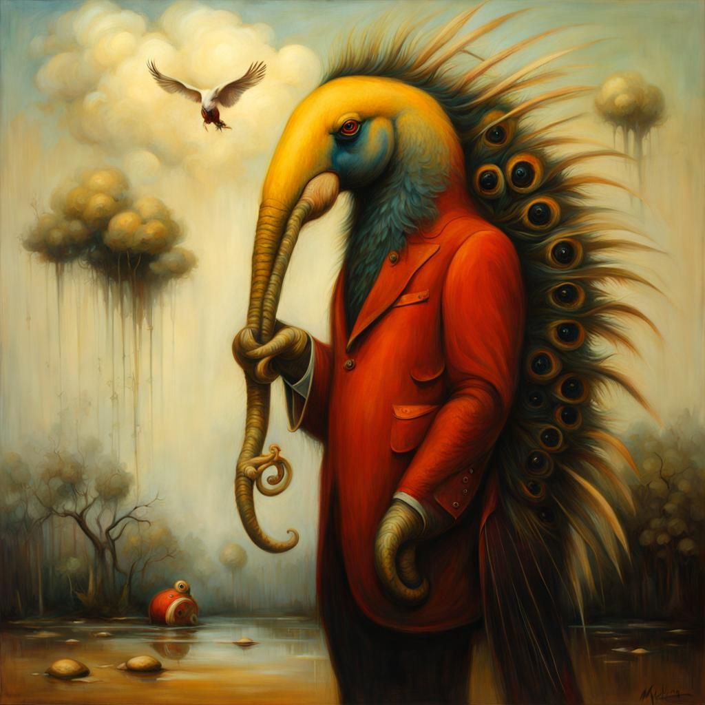 Eerie Animals in Industrial Wasteland Painting