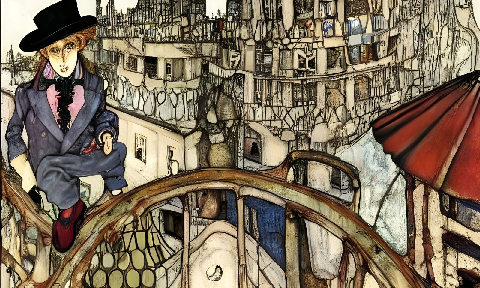 Alice in Wonderland Dystopian Cityscape by Egon Schiele
