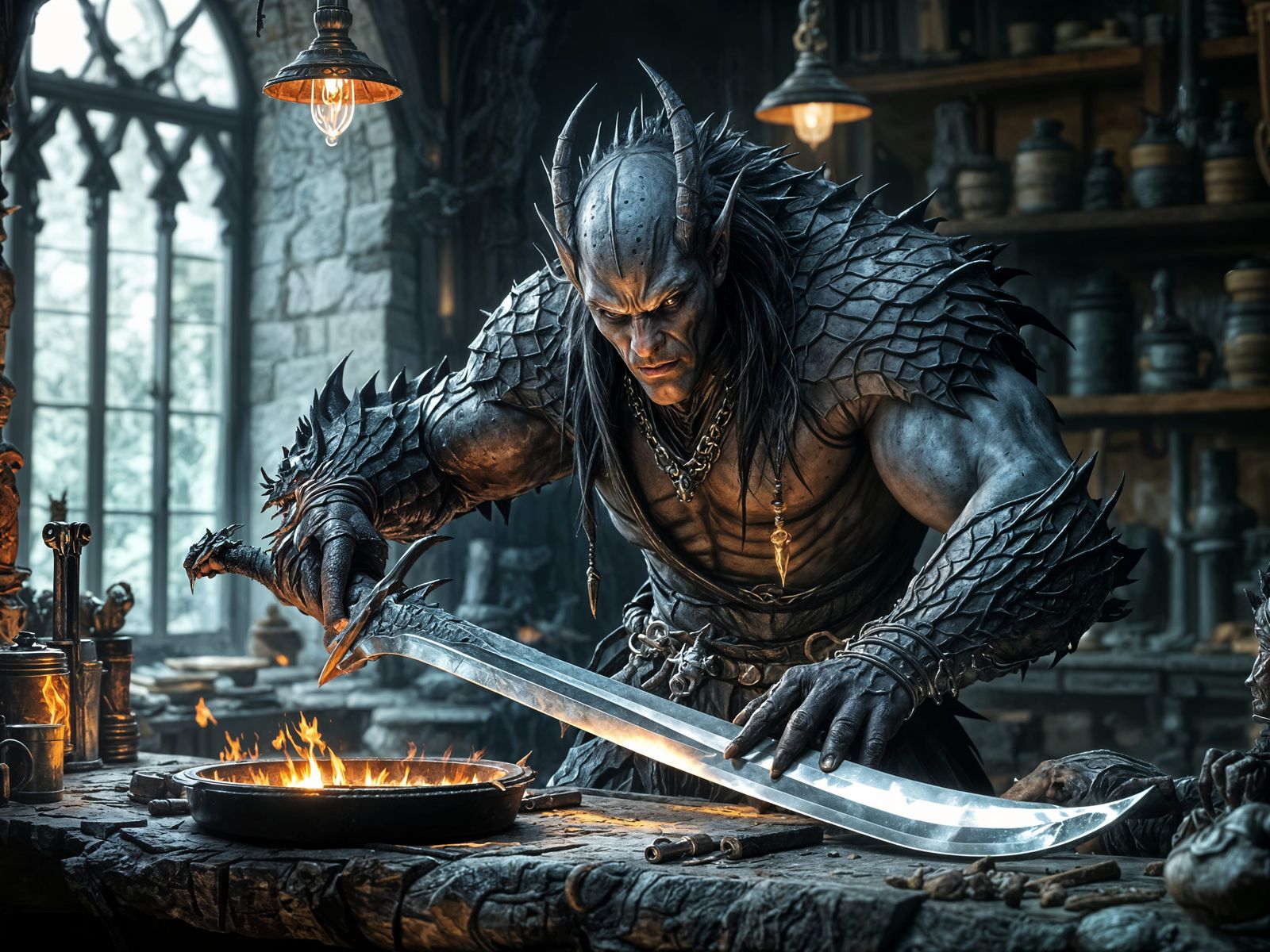 Brimstone - A Deepwyrm Dragontouched Drow Blacksmith