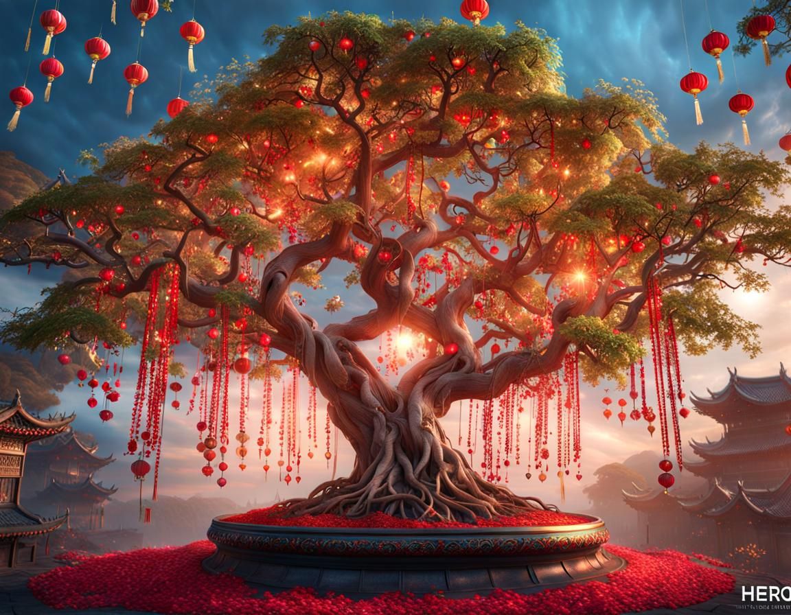 Enchanted Chinese New Year Wishing Tree in 8K