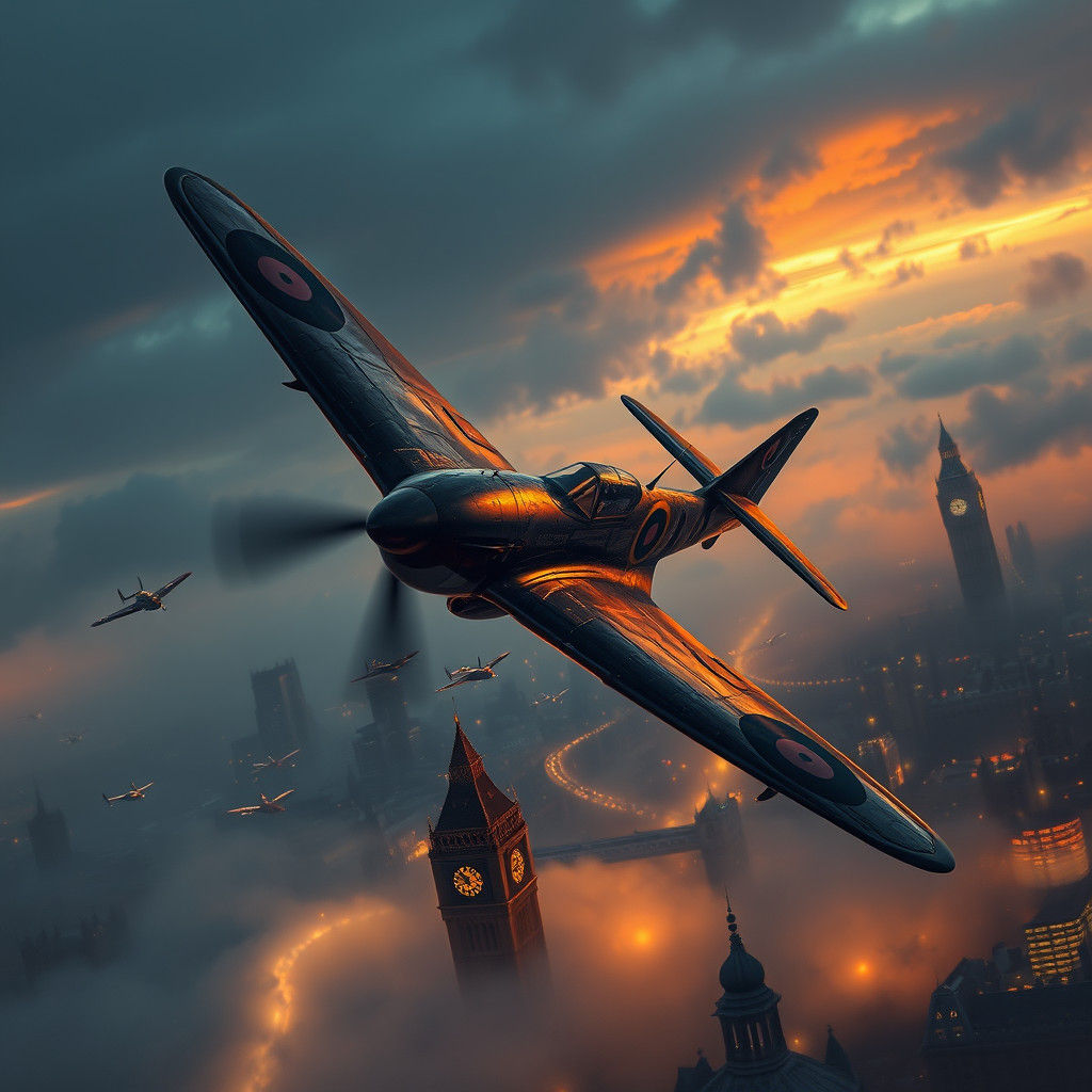 Hawker Hurricane Defends London in Nostalgic Matte Painting
