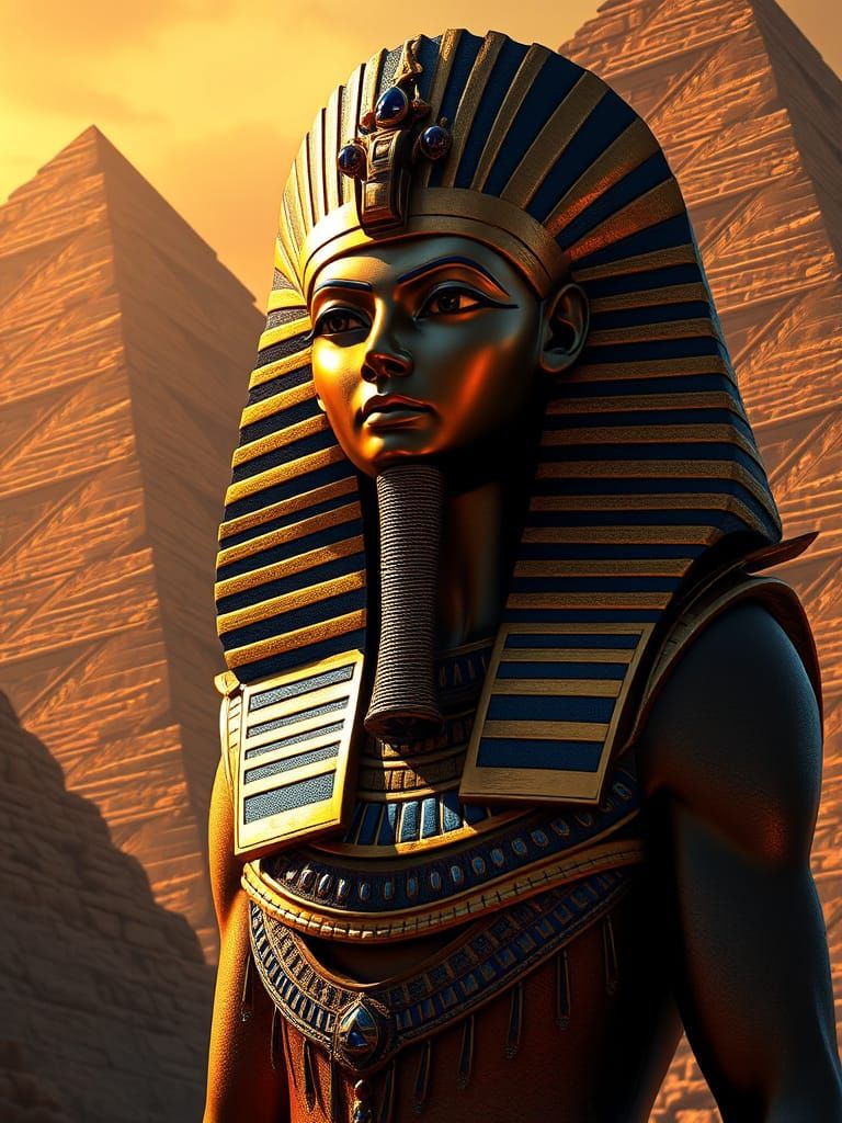 Ancient Egyptian Pharaoh in Golden Light