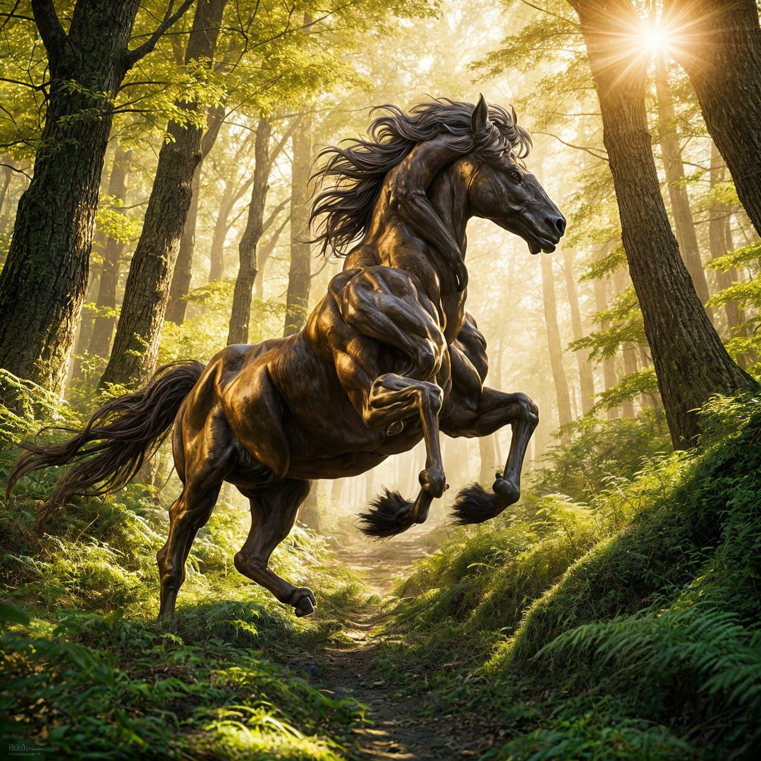 Centaur Galloping Through Forest