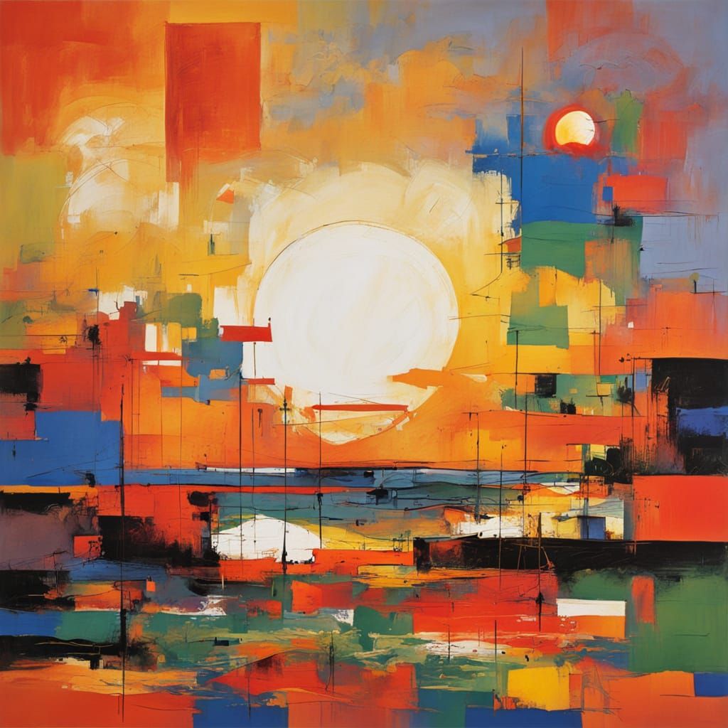 Vibrant Sunset in Hans Hofmann Style