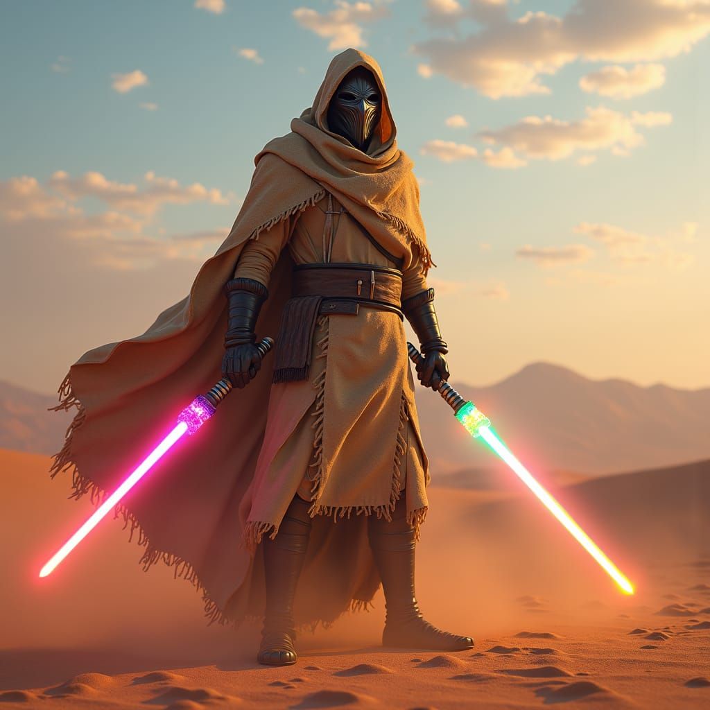 Tusken Raider Jedi with Multi-Color Lightsaber