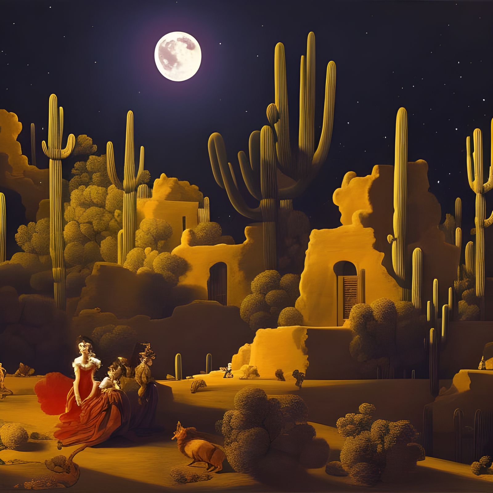 Surreal Full Moon Over Sonoran Desert