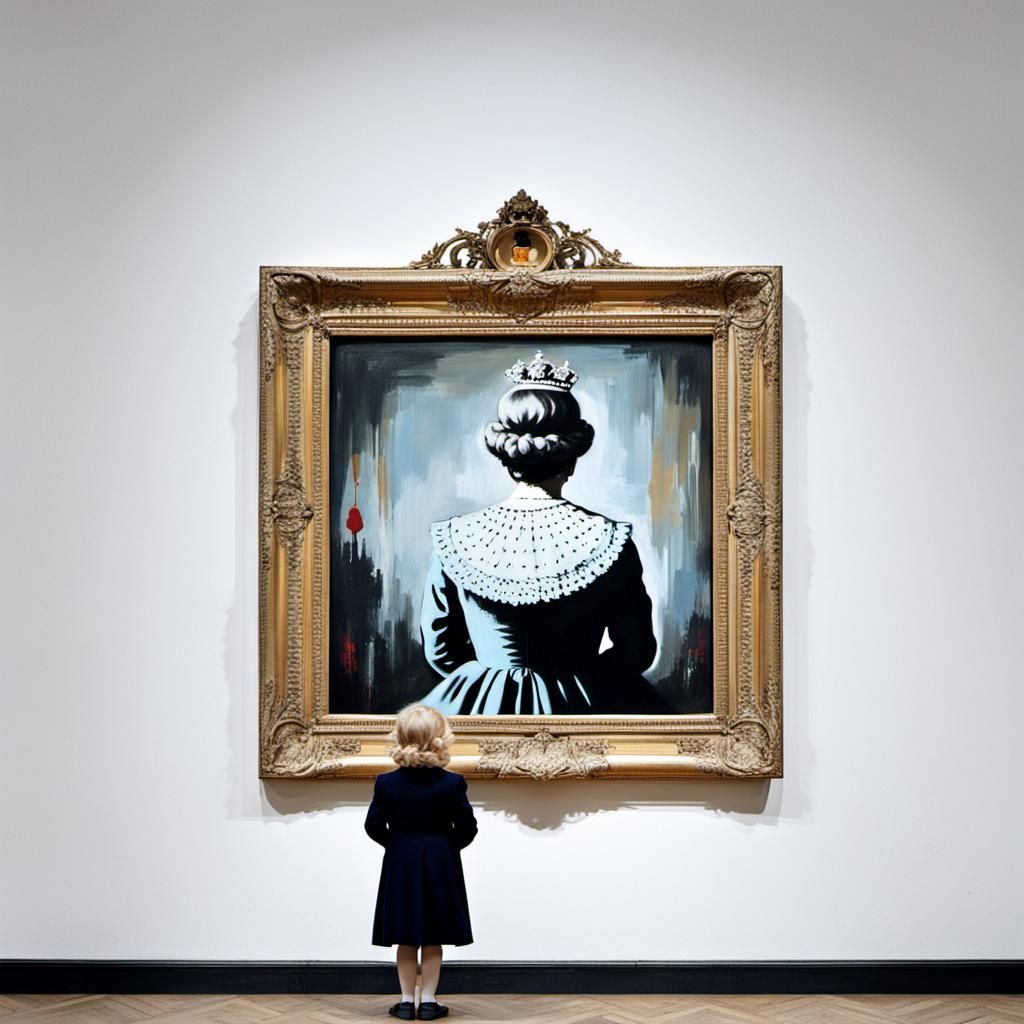 Queen Elizabeth Views Banksy-Style Art