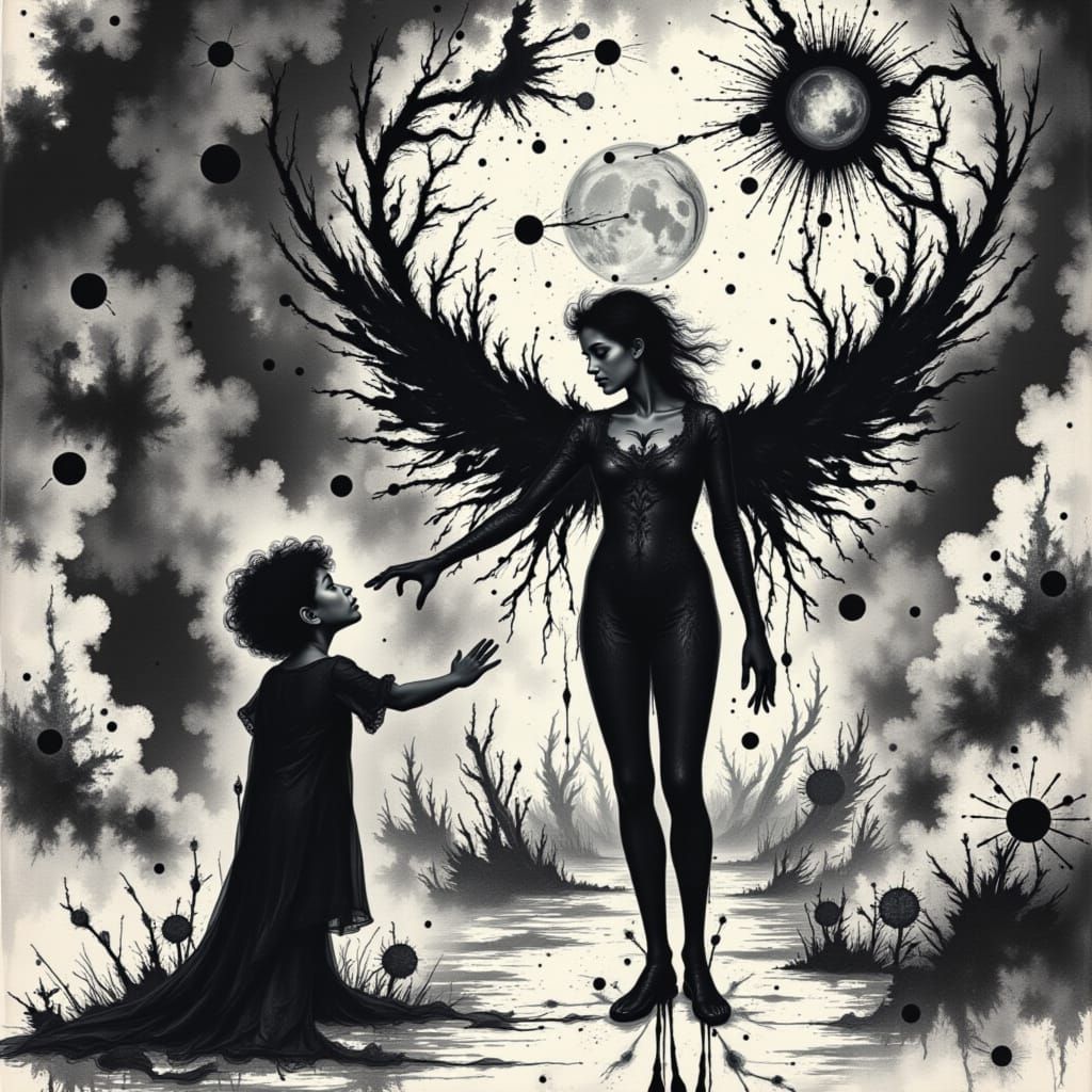 Rorschach Angel Inspires Artist with Spilled Ink