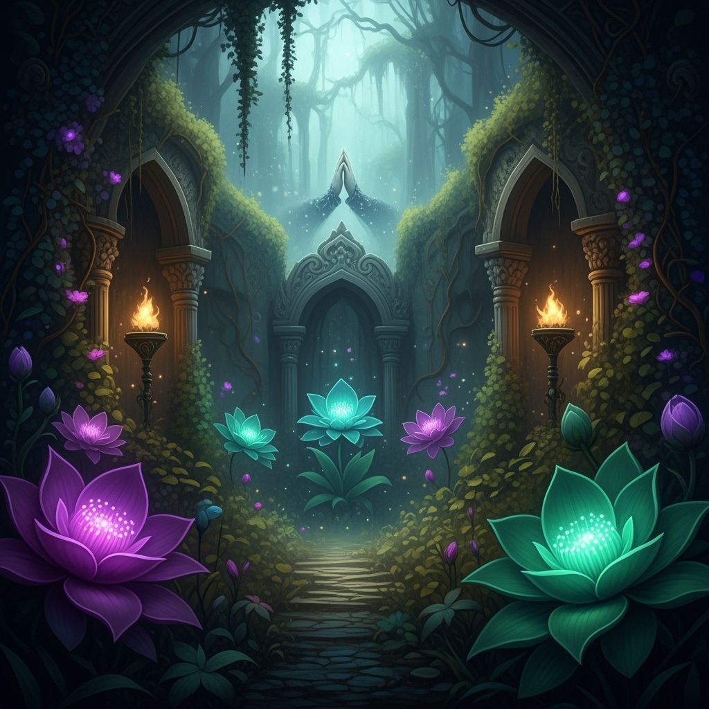 Ethereal Fantasy Garden of Glowing Flowers