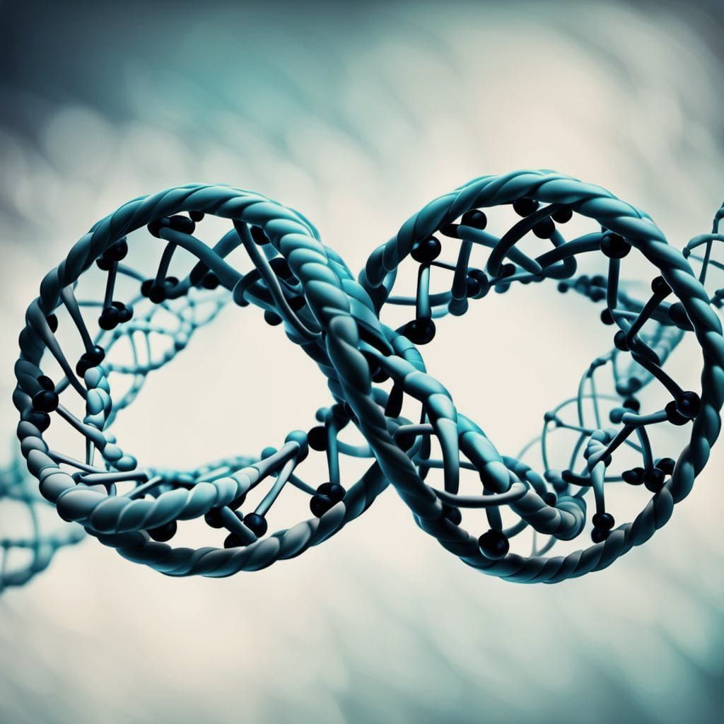 Detailed DNA Infinity Symbol with Helix Strands