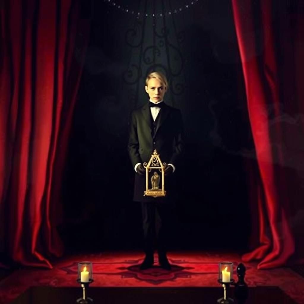 Opulent Villa: Enigmatic Figure in Dreamlike Setting