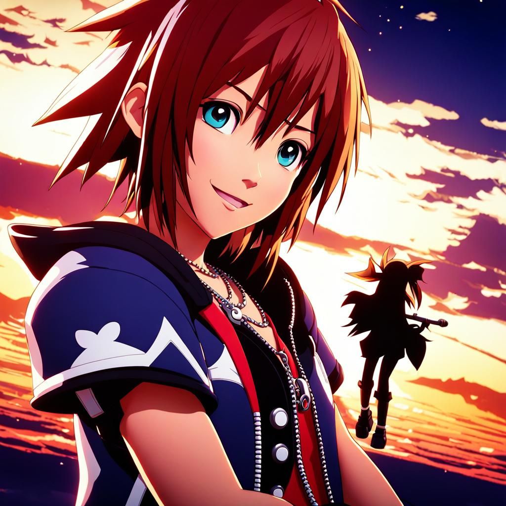 Happy Kairi from Kingdom Hearts in Anime Style