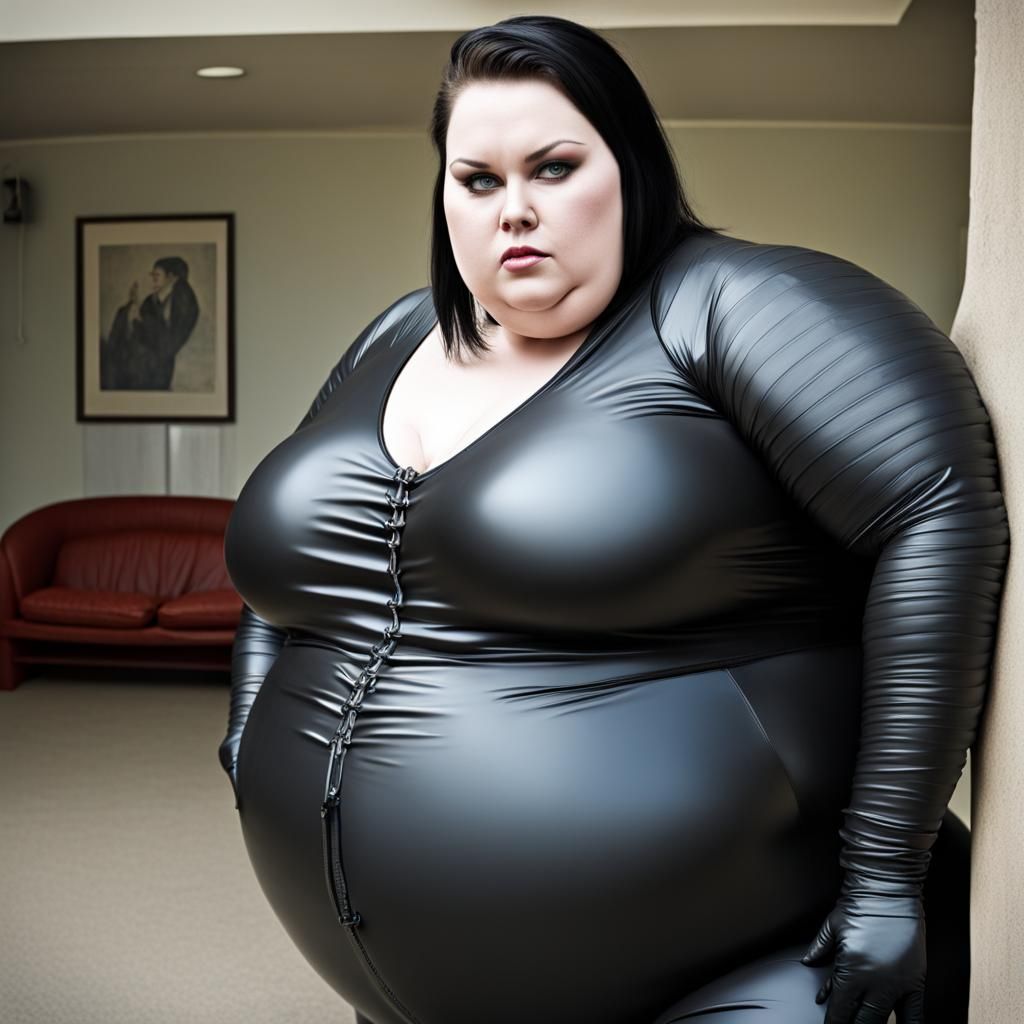 bbw  latex catsuit
