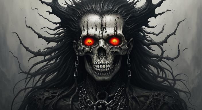 Surreal Horror: Woman in Chains Against Melting Background